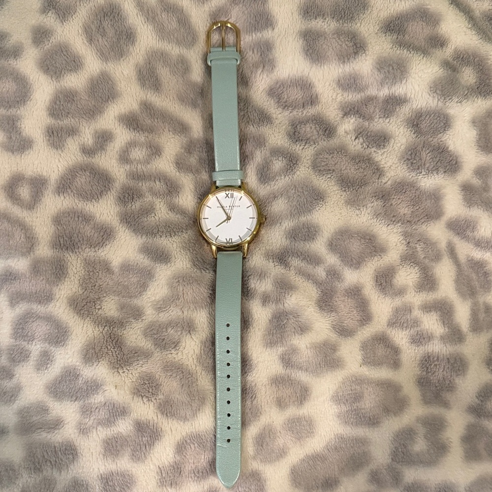 Olivia Burton Elegant Mint Green Leather Women's Watch